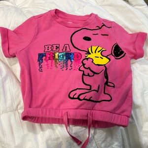 Peanuts Pink Snoopy sweater shirt top with friends in Sequins letter size 4